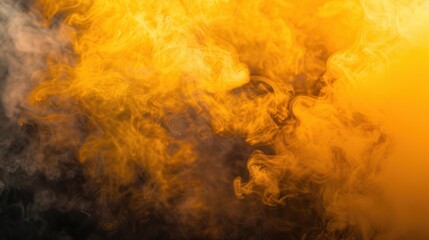 Wall Mural - Abstract yellow smoke color on dark background. AI generated image