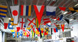 Signal flags displayed on the hangar deck