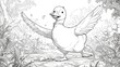A delightful depiction of a lovable domestic goose brought to life as a charming cartoon character in a fun coloring book