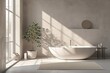 Scandinavian-inspired bathroom with sleek fixtures and monochromatic color scheme.