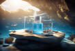 'mockup Water rendering Underwater Clipping included platform product each element 3d stone caustic concept path presentation poduim cosmetic dais essential oil abstract'