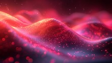Abstract Waves With Glowing Particles And Lines Of Purple Futuristic Background, Concept Of Purple Digital Background With Shining Dots And Stars, Abstract Wallpaper Art For Banner, Header, And Loadin
