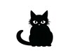 Black cat silhouette on a white background. Isolated vector illustration.