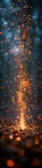Wall Mural - A background of sparks from a fire or fireworks in a dark night setting. 