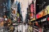 Fototapeta Nowy Jork - Nowy Jork Manhattan kolorowy akrylowy obraz Generative AI