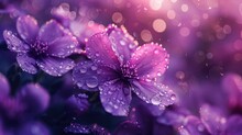 Purple Theme Wallpaper, Purple Flowers With Drops