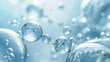 © lemoncraft - Crystal clear water bubbles floating elegantly on a serene light blue background