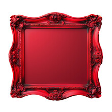 Vintage Antique Red Painted Wood Frame For Paintings Or Portraits, Transparent Background, Png