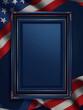 Rectangle vertical USA navy frame with a red and white American flag in the background. Empty copy space for text.  4th july, Memorial Day, Labour Day, independence day, veteran day concept
