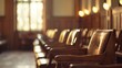 Defocused Courtroom Panorama A dreamy outoffocus scene of a courtroom evoking a sense of mystery and intrigue in the legal system. .