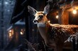 Beautiful deer in the winter forest. BANNER, LONG FORMAT
