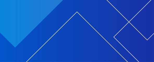 Wall Mural - white abstract horizontal banner background with blue geometric shape. Minimal geometric. Modern futuristic graphic design element. Suit for cover, banner, poster, card, brochure, website, flyer