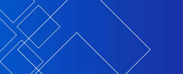Wall Mural - white abstract horizontal banner background with blue geometric shape. Minimal geometric. Modern futuristic graphic design element. Suit for cover, banner, poster, card, brochure, website, flyer