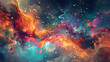 Deep space nebula with swirling dust clouds and bright stars, wallpaper texture background.