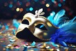 'feathers mask confetti luxury carnival blue Realistic gold costume diamond disguise fantasy festival invitation masquerade opera party poster theatre blurred mardi art fe'