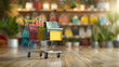 © Alice a. - A small figure model shopping cart in the supermarket or the mall