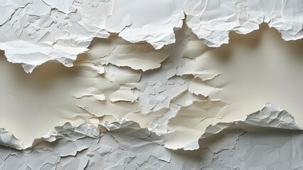 Wall Mural - Vintage Style Collection of Torn White Paper with Copy Space, Isolated View. Concept Vintage Paper, Torn Edges, Copy Space, Isolated View