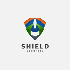 Shield security vector logo design for technology 2