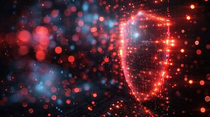 Wall Mural - cyber and information network security technologies and system. concept of data flow with digital sh