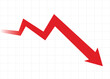 © PictureXpress - big red arrow graph going down business loss financial decline economic fall recession