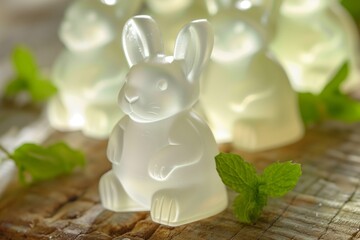 Wall Mural - glass bunny figurines