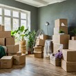 © clsdesign - Room filled with stacks of moving boxes