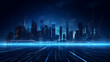 Digital technology dark blue modern city theme poster web page PPT background