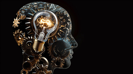 Wall Mural - Light Bulb with Gears Concept Illustrating Innovation and Complex Thinking