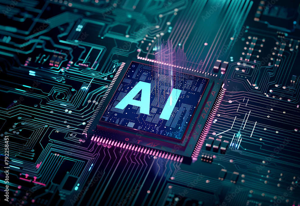 AI brain circuit board icon, Artificial intelligence technological chip ...