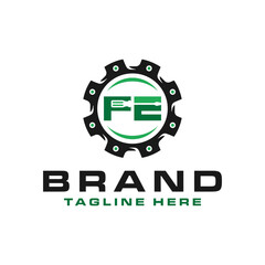 Sticker - car parts illustration logo with the letter FE