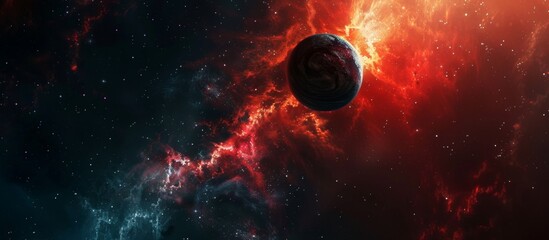 Wall Mural - an advanced space station floating within a vibrant nebula filled with breathtaking stars and cosmic