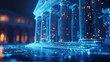Futuristic digital rendering of neoclassical architecture, concept of digital art and innovative technology