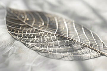 A close-up of a 3D-generated leaf intricately designed with solar cells