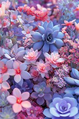 Wall Mural - Colorful Succulents Flowers