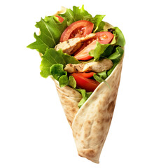 Wall Mural - chicken salad wrap isolated on transparent background Remove png, Clipping Path, pen tool