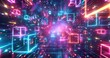 Neon Cybernetic Pathways
