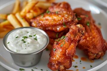 Wall Mural - French Fries and Fried Chicken with Sauce