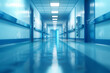 blur background, professional hospital hallway, minimal text, visually appealing graphics, calm blue tones, crisp, high-resolution, digital design