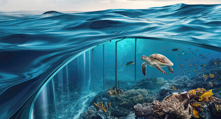 The  underwater view to world oceans day. 