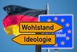 Deutschland und Schilder Wohlstand und Ideologie