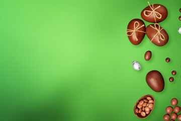 Wall Mural - Color Easter egg. On green background