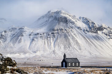 Sticker - Famous black church on Iceland