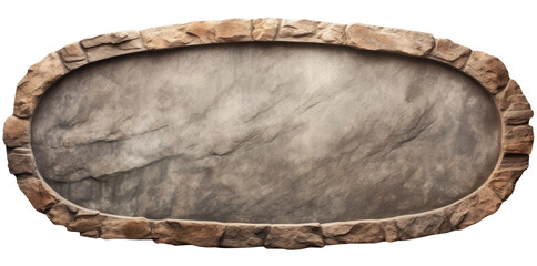 Wall Mural - Oval stone signboard isolated on transparent background