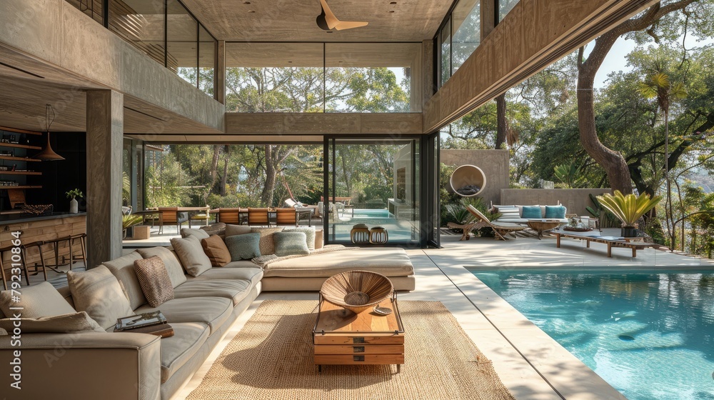 Indoor-outdoor Connection: The living room blurs the line between ...