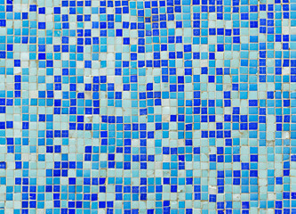 Wall Mural - Old blue mosaic tiles background