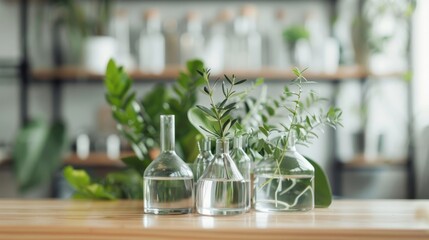 Canvas Print - An Erlenmeyer Conical Flask With Solution In A Chemistry Laboratory.