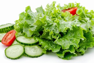 Sticker - Fresh vegetable salad on white background