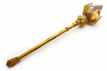 Golden staff with crystal white background