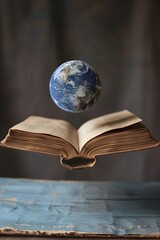 Wall Mural - earth with a book on the top of it, world book day poster