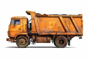 Wall Mural - lone garbage truck on white background